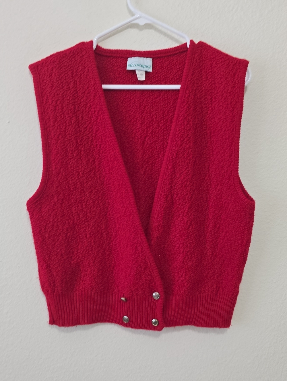 Willow Ridge Red V-Neck Snap-Front Knit Vest